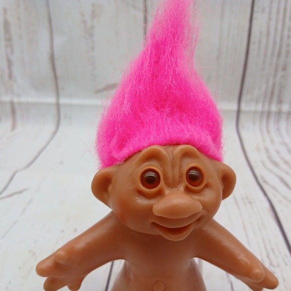 1986 Dam Troll Doll Pink Hair Vintage Mouth Open 5 In - Picture 2 of 6